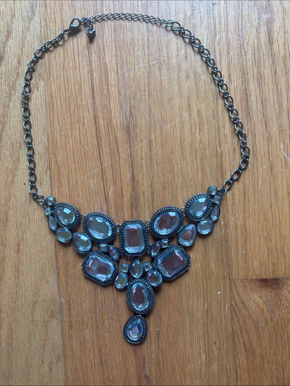 Unk Black and Clear Crystal Statement Necklace